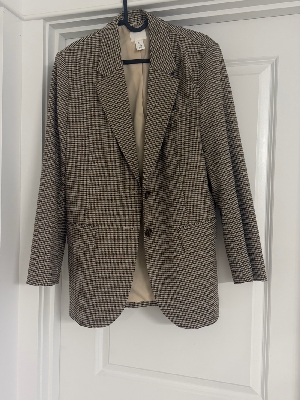 Womens Houndstooth Blazer Jacket - Tan/Black - Picture 2 of 13
